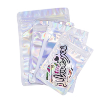 Pochette d'emballage en plastique refermable avec Logo, anti-odeur 3.5, fermeture éclair, sacs holographiques en Mylar