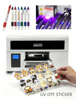 Nouvelle imprimante UV DTF A4 compacte pour usage domestique avec encre UV pour impression de films, autocollants, coques de téléphone, stylos, porte-clés en acrylique, portable