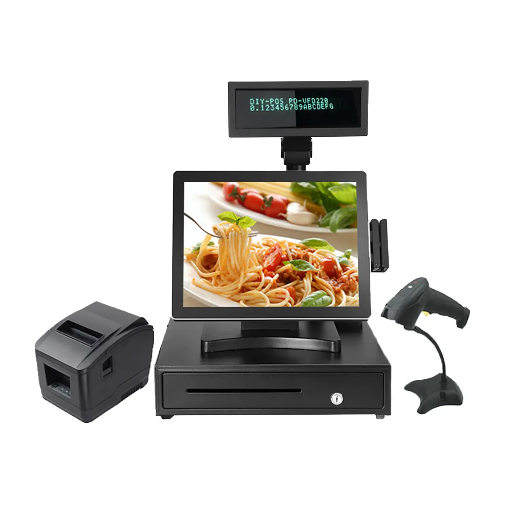 15 pouces caisse enregistreuse magasin de détail écran tactile Terminal paiement Restaurant Machine tout en un pos banque support Pos systèmes