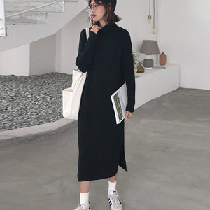 <span class=keywords><strong>Abito</strong></span> Maglione Lungo <span class=keywords><strong>a</strong></span> Collo Alto <span class=keywords><strong>in</strong></span> <span class=keywords><strong>Maglia</strong></span> <span class=keywords><strong>a</strong></span> <span class=keywords><strong>Coste</strong></span>, Moda Coreana Invernale 2021, Caldo e Spesso per Donna - Product Image 2