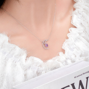 สร้อยคอพลอยสีรุ้ง 9 ดวง ประดับด้วยเงินแท้ 925 พร้อมพลอยธรรมชาติทรงกลมขนาด 6 มม. ทำจากพลอยอะเมทิสต์ สำหรับผู้หญิง - Product Image 4