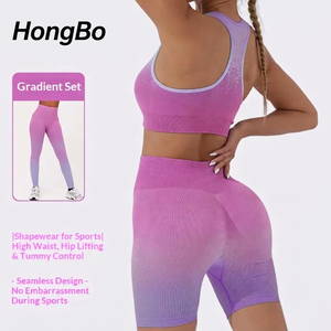 Conjunto Deportivo de 4 Piezas para Mujer <span class=keywords><strong>Jenny</strong></span>'s Autumn Gradient Color, Transpirable, de Spandex/Nylon, para Fitness, Yoga y Actividades al Aire Libre - Product Image 1