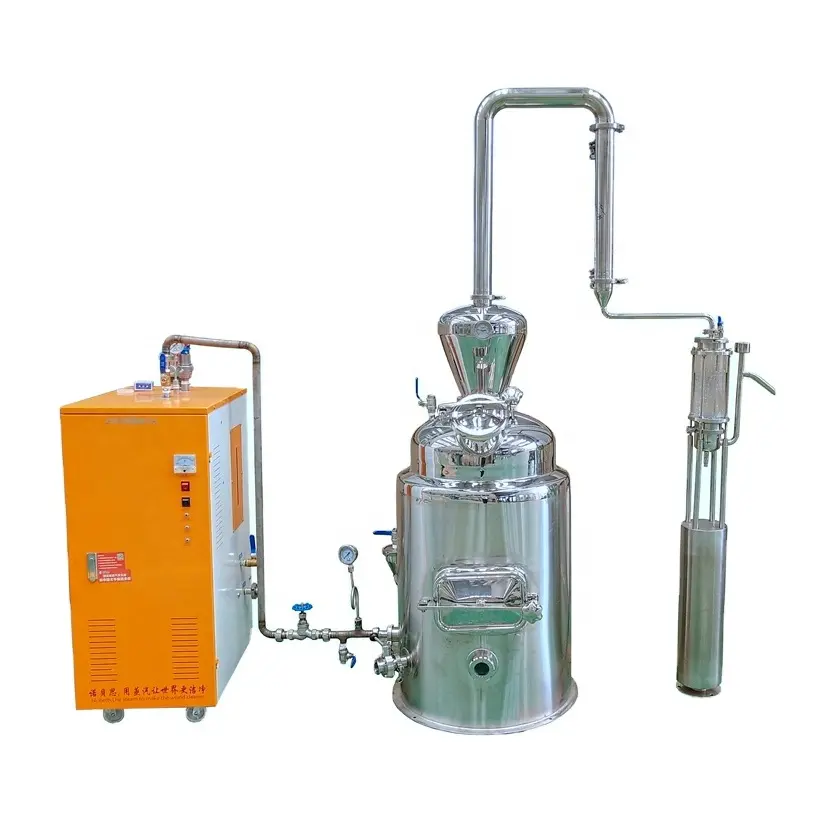 50L 100L esansiyel yağ damıtıcı 200L 300L Steam buhar damıtma makinesi yağlar hidrolat distil çıkarma makinası