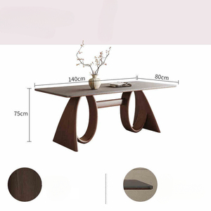 طاولة طعام مستطيلة خفيفة الوزن بتصميم عصري بسيط مع قاعدة من الخشب الصلب عالي الجودة لغرفة المعيشة وغرفة الطعام - Product Image 4