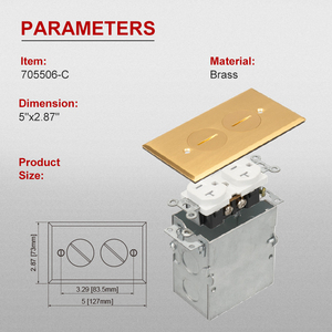 Cubierta empotrada de latón, <span class=keywords><strong>caja</strong></span> de montaje de <span class=keywords><strong>suelo</strong></span> Rectangular, serie única - Product Image 5