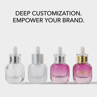 Luxuriöse 20ml Matt-Rosa-Lila Farbverlauf Glasflasche für Serum mit Schwerem Boden, Gold-Silber Lotionpumpe, Augenessenz Hautpflege-Verpackung