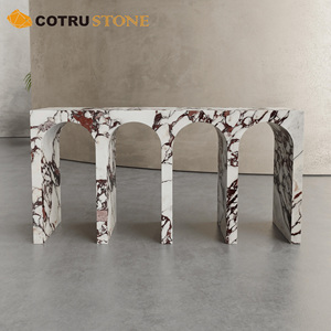 <span class=keywords><strong>Table</strong></span> <span class=keywords><strong>console</strong></span> en marbre Calacatta Viola de luxe, <span class=keywords><strong>table</strong></span> d'entrée en arc pour la maison, décoration de meubles en pierre - Product Image 2