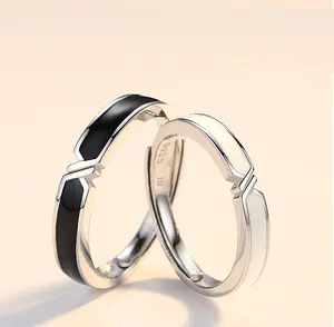 Versilbertes Paar Silber Epoxy Tragen Persönlichkeit Verstellbarer Ring liebhaber Jubiläums geschenk Für Frauen Männer Hochzeits schmuck
