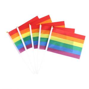 Banderas Personalizadas de Poliéster Ecológico de 14*21cm, Cualquier Color, para Colgar en la Pared, Mini Banderas, Arcoíris, Orgullo LGBT - Product Image 1
