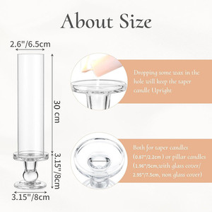 <strong>Hurricane</strong> Wind-proof Sleeve <strong>Glass</strong> Tube High Base <strong>Glass</strong> <strong>Candle</strong> <strong>Holder</strong> for 2.2cm Taper <strong>Candles</strong> Outdoor Party Wedding Decoration - Product Image 5