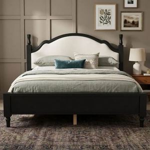 Cama Doble de Madera Sólida, Moderna y Minimalista, con Tapizado Suave, para Recámara Principal, Muebles de Hotel o Villa - Product Image 4