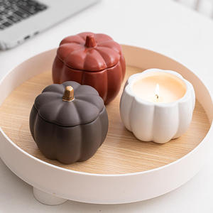 AIKUN Soy Wax Ceramic Glass Candle Pumpkin <b>Jar</b> Aromatherapy Fragrance Relaxing RedBrown Candle for Home Office Bulk Custom - Product Image 4