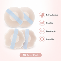 Pasties en silicone couleur chair, réutilisables, lavables, auto-adhésives et respirantes pour lingerie et fêtes de mariage (vente en gros)
