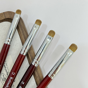 Pinceau pour manucure française à double tête, plaqué rhodium, manche en bois rouge, poils Kolinsky, stylo professionnel pour la peinture d'art des ongles en salon - Product Image 4