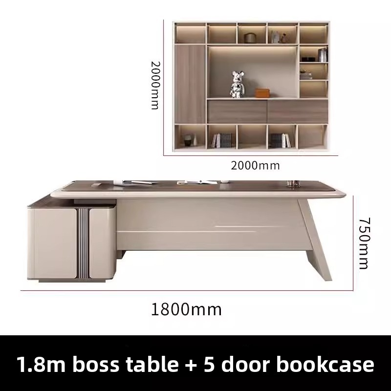 Table de direction 180 cm + bibliothèque 5 portes