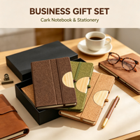 Coffret Cadeau d'Entreprise Écologique Premium : Carnet en Liège, Stylo en Bambou, Gobelet, Logo Personnalisé, Estampage à Chaud Doré, Boîte Cadeau d'Affaires