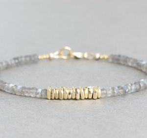 Bracelet Perlé Fait Main pour Femme, Plaqué Or Fin, avec Fermoir Mousqueton Réglable, Pierre Naturelle, Bijou de Mode en Cristal pour Cadeaux - Product Image 4