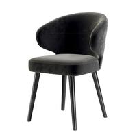 Chaise de salle à manger en tissu doux gris foncé moderne sur mesure, design de chaise à oreilles, velours suédé pour hôtel, cuisine, restaurant