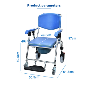 Silla de Ducha Plegable Ligera de <span class=keywords><strong>Aluminio</strong></span> con Reposapiés y Ruedas para Personas Mayores, Capacidad de 125 kg, Acabado con Recubrimiento en Polvo - Product Image 4