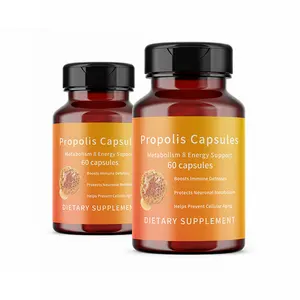 高品質OEMプロポリスエキス粉末ソフトジェル60カプセル/ボトルビープロポリカプセル - Product Image 1