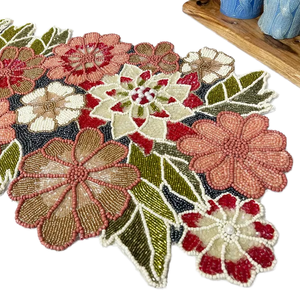 Camino de Mesa de Algodón 100% Bordado Floral de Lujo Hecho a Mano en India para Uso en el Hogar y Hoteles, Decoración para Bodas y Fiestas - Product Image 1