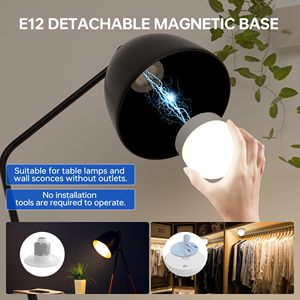 Có Thể Sạc Lại Ánh Sáng Bóng Đèn Với Từ Xa-E26 Pin Hoạt Động Từ Có Thể Tháo Rời Tường Đèn Treo Tường RGB Hẹn Giờ Khẩn Cấp <span class=keywords><strong>Puck</strong></span> Ánh Sáng Bóng Đèn - Product Image 3