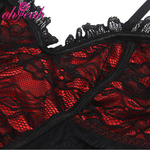 Nouveau Body Femme Lingerie Fantaisie Coquette Miss Rouge Sexy Costume Cosplay avec <span class=keywords><strong>Tablier</strong></span> à Bordure en Dentelle et Cape à Capuche - Product Image 6