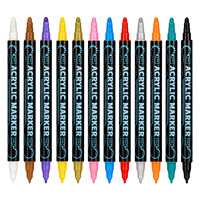 Vente en gros de marqueurs acryliques à double pointe, pointe fine et pointe à pois, marqueur acrylique non effaçable pour la coloration pour adultes, le dessin d'anime
