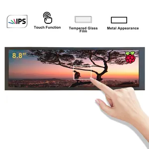 شاشة 1920x480 HD-MI بشريط طويل شاشة LCD عالية الإضاءة مقاس 8.8 بوصة IPS وحدة معالجة مركزية مستشعر رصد بيانات ووضع الحرارة لجراب الكمبيوتر