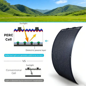 Panel Solar Flexible Versátil de 100W 12V de Alta Eficiencia Ultraligero Monocristalino para Embarcaciones, Caravanas, Cabañas, Campamentos y Vans - Product Image 4