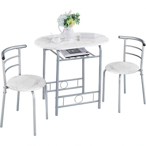 Modern minimalist <b>white</b> three-piece bar counter and dining <b>table</b> and chair set, suitable for <b>small</b> apartments, double breakfast - Product Image 1