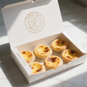 Custom Ontworpen Pastel De Nata En Ei Taart Doos Bakkerij Verpakking Met Matte Laminering Embossing Uv Coating Print Handling - Product Image 4