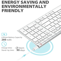 Clavier et souris sans fil IClever GK03, rechargeables, design ergonomique, taille standard, mince, connexion stable pour Windows/Mac