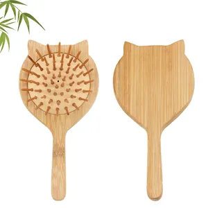 Customised Eco Airbag Hair Combs Baby Hair Brush Bamboo Pins Hairbrush Cat Brushhead Kid Wood Bamboo Hair Brush