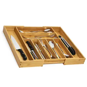 Neues Produkt porta cubiertos, Organizer Schublade Küche Bambus verstellbar, Küchen schublade Organizer Tablett für Besteck