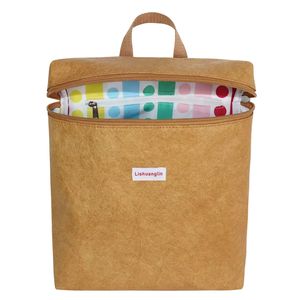 Tyvek <b>Simple</b> Design <b>Backpack</b> Bag for College Girls Waterproof Adolescent Student Female Young Lady Leisure Washable Kraft Paper - Product Image 5