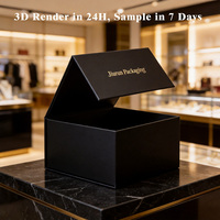 Boîte cadeau pliable en carton rigide noir mat de luxe avec logo personnalisé de qualité supérieure, fermeture magnétique vide