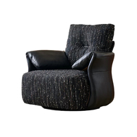 Fauteuil pivotant inclinable de luxe de style scandinave moderne, rembourré en cuir, avec structure en acier au carbone, directement de l'usine, pour un confort optimal