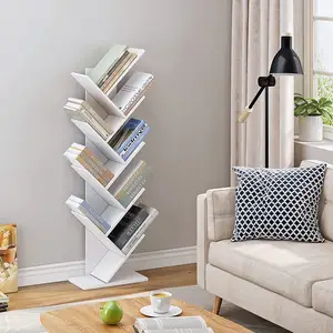 Thuis Boom Boekenplank, 9 Plank Kleine Geometrische Boekenkast Vrijstaande Boekenplanken Uniek Hout Opbergrek Voor Cds Boeken Utility