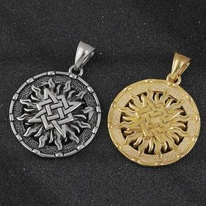 Collar de Acero Inoxidable, Estilo Retro Eslavo, Diseño Hueco Vintage Nórdico Escandinavo, Símbolo Vikingo, Totem, Amuleto, Collar con Colgante Valknut - Product Image 3