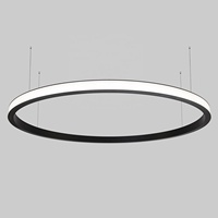 Luminaires suspendus circulaires à LED à émission lumineuse vers l'intérieur, diffuseur de film enroulé linéaire, luminaires suspendus, anneaux lumineux pour projet, bureau, magasin
