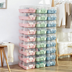 Transparent Plastic Shoe Box Rectangle <b>Standing</b> Type Solid Color Flip Top Thickened Storage Organizer for Men Women Shoes <b>Boots</b> - Product Image 5
