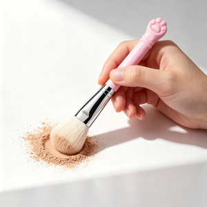 Lot de 10 pinceaux de maquillage en nylon pour le blush, écologiques et durables, avec étui rose et sac de nettoyage, pinceaux pour le visage - Product Image 3