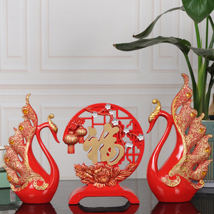Creative couple swan ornament handicrafts home living room <b>wine</b> cabinet TV cabinet Nordic light luxury modern decoration wedding - Product Image 4