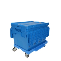 Caisse de rangement logistique empilable, emboîtable et recyclable en plastique personnalisée avec couvercle intégré pour le stockage et le déménagement