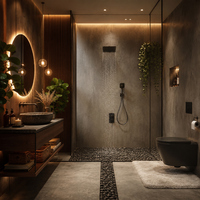 Ensemble de douche encastré en laiton brossé moderne avec robinet trois voies pour salle de bain