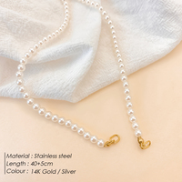 Collier chaîne à maillons EManco 4MM avec breloque en acier inoxydable et perle d'eau douce pour femme, idéal pour la création de bijoux DIY, accessoire, idée cadeau