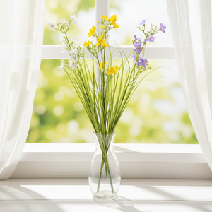 人工シルク製シングルステムダフネフラワー、家庭用、結婚式用、UV耐性、難燃性、屋内装飾植物 - Product Image 1