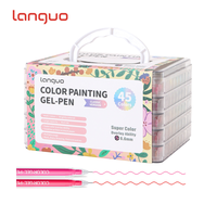 Ensemble de stylos à dessin acryliques multicolores Languo 45 pièces, matériau plastique durable pour la peinture