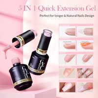 BORN PRETTY 15ml Kit de Gel BIAB à Dissoudre, Gel Constructeur à Appliquer au Pinceau en Bouteille pour une Extension Rapide des Ongles, Réparation et Renforcement